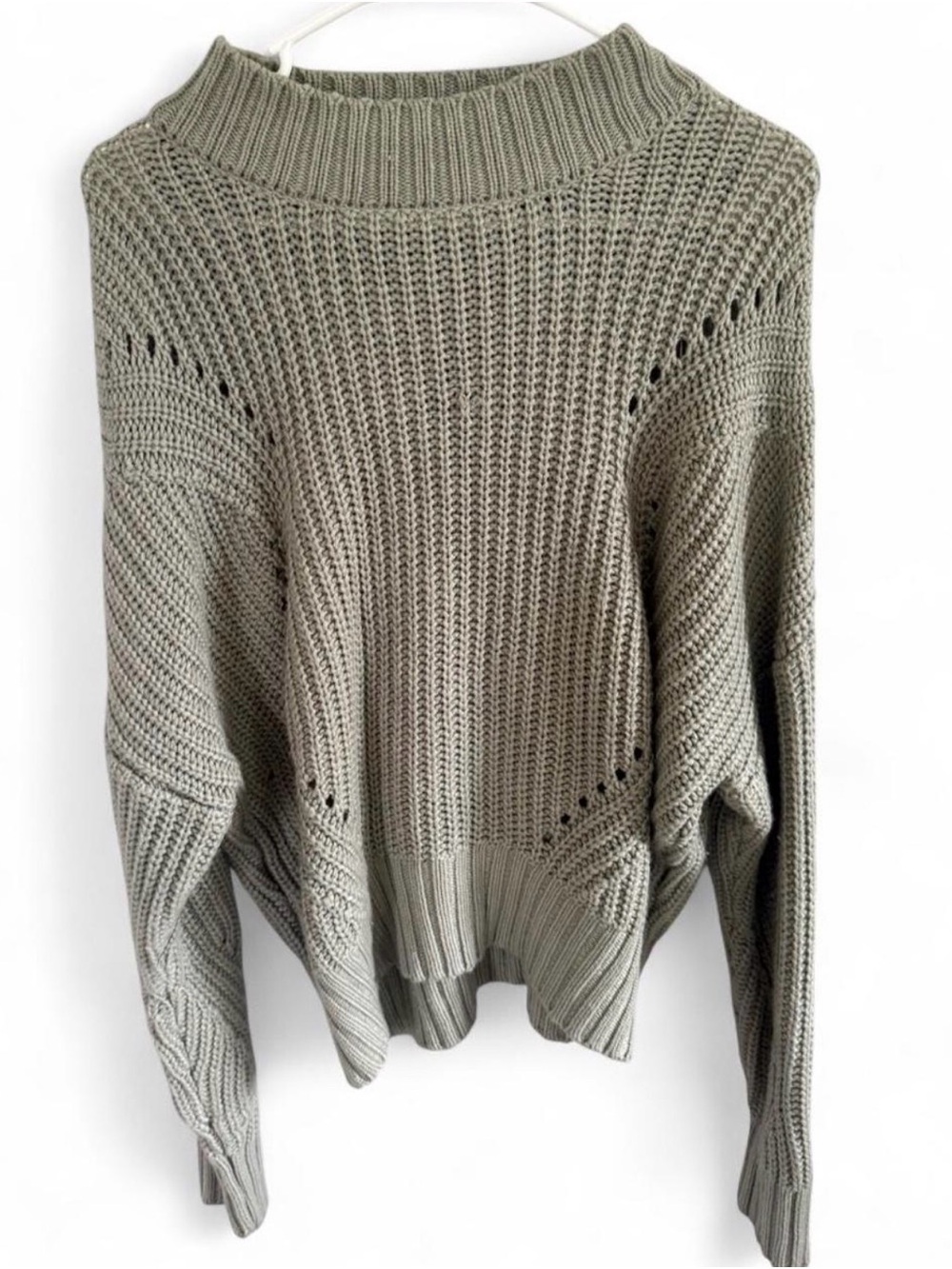 moon & madison Olive Green Ribbed Cowl Neck Sweater